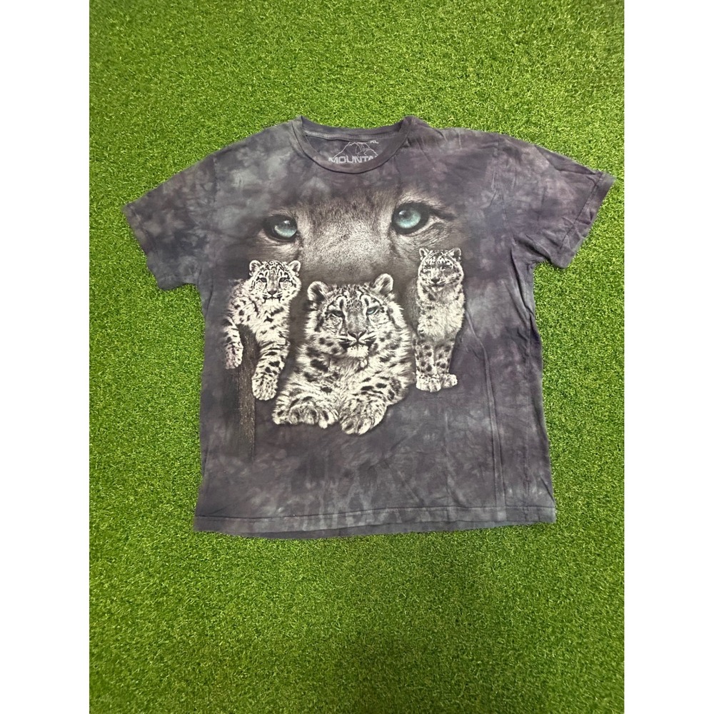 The Mountain Snow Leopard Family Tie Dye Graphic T-Shirt Gray Mens XL